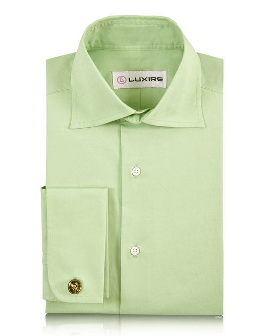 Front of the custom oxford shirt for men by Luxire in light green pinpoint