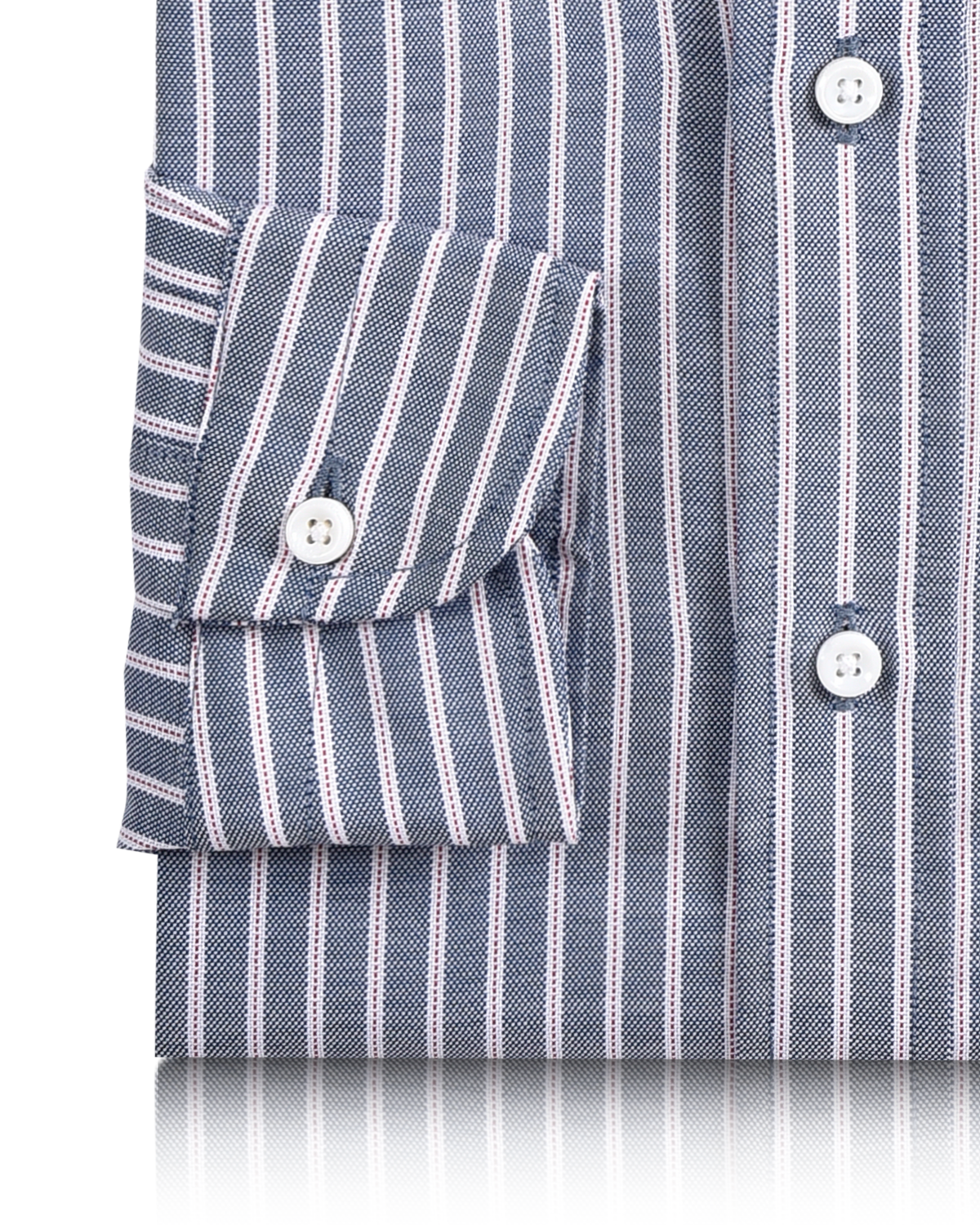 Navy Awning Red Pinstripes Oxford Shirt - 3