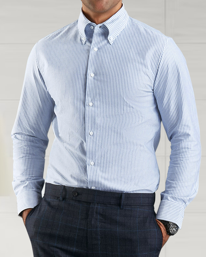 Navy University Stripes Oxford Shirt - 1