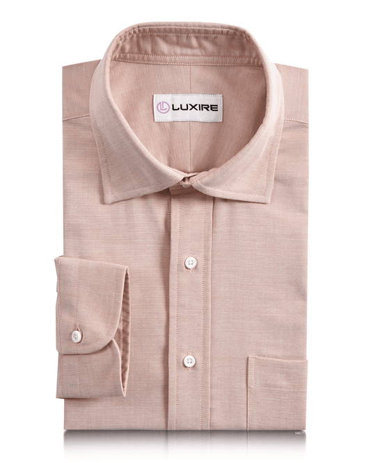 Front of the custom oxford shirt for men by Luxire in orange
