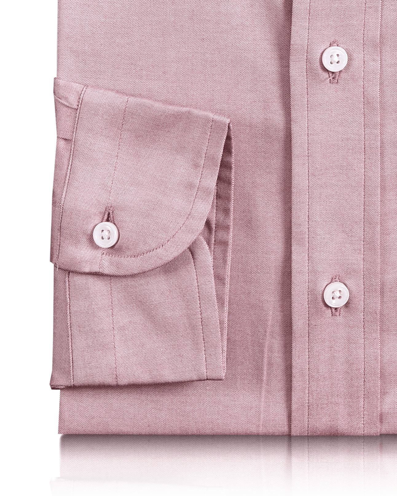 Cuff of the custom oxford shirt for men by Luxire in pale maroon