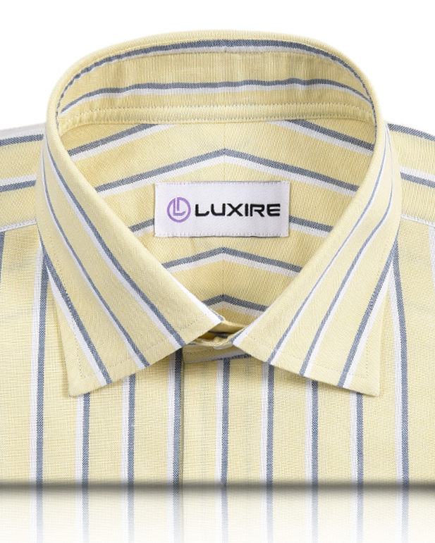 Indigo White Stripes On Pale Yellow Oxford Shirt - 6