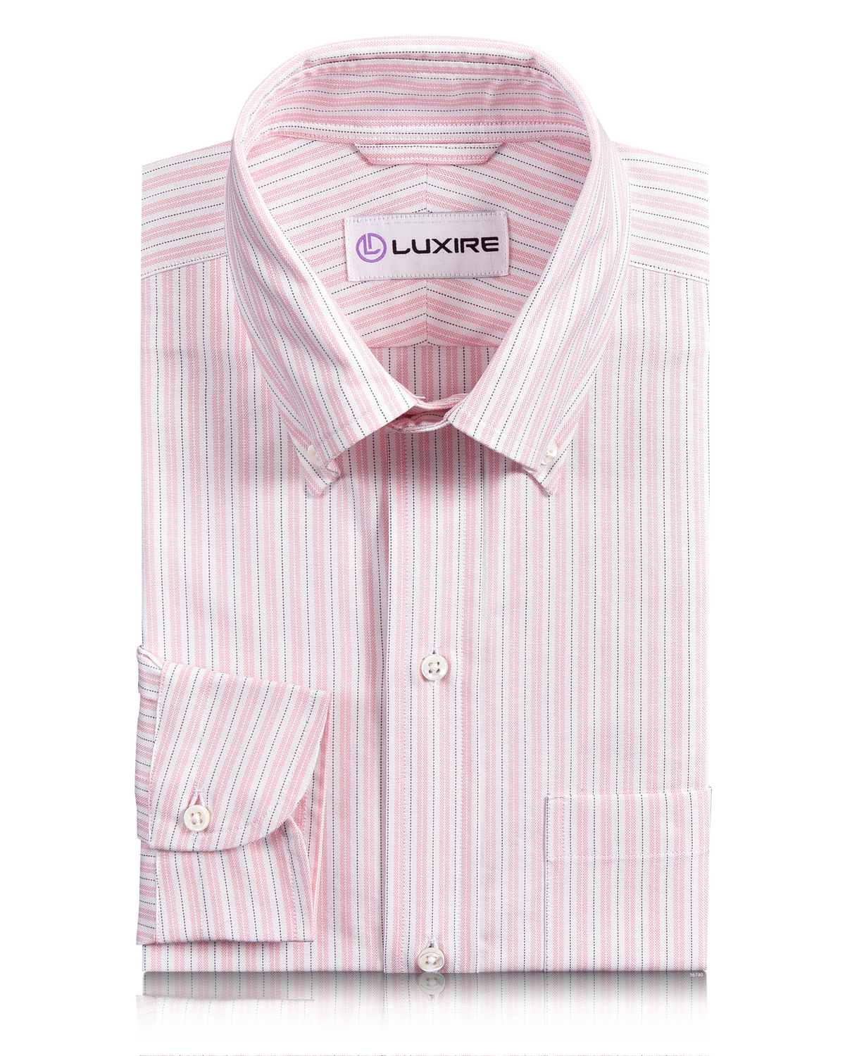 Alumo Oxford Soft Pink and Navy Alternate Stripes - 1