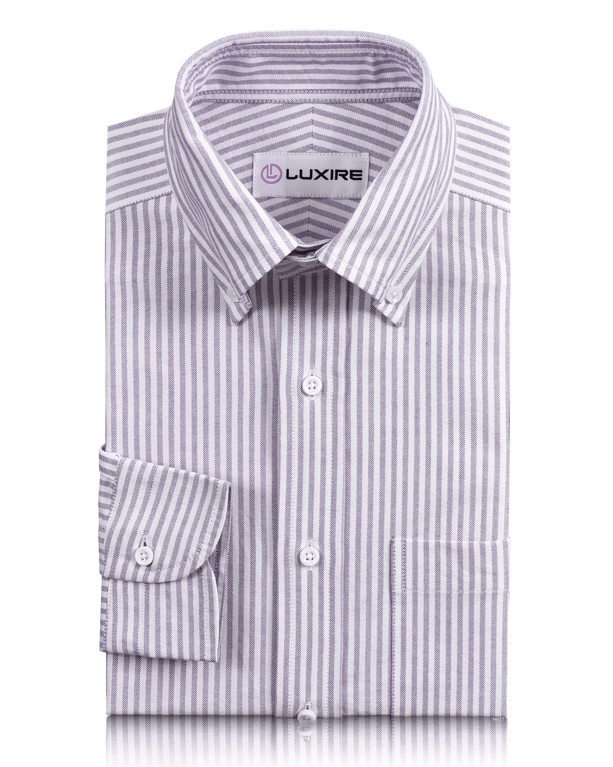 Purple  Dress Stripes Oxford Shirt - 1