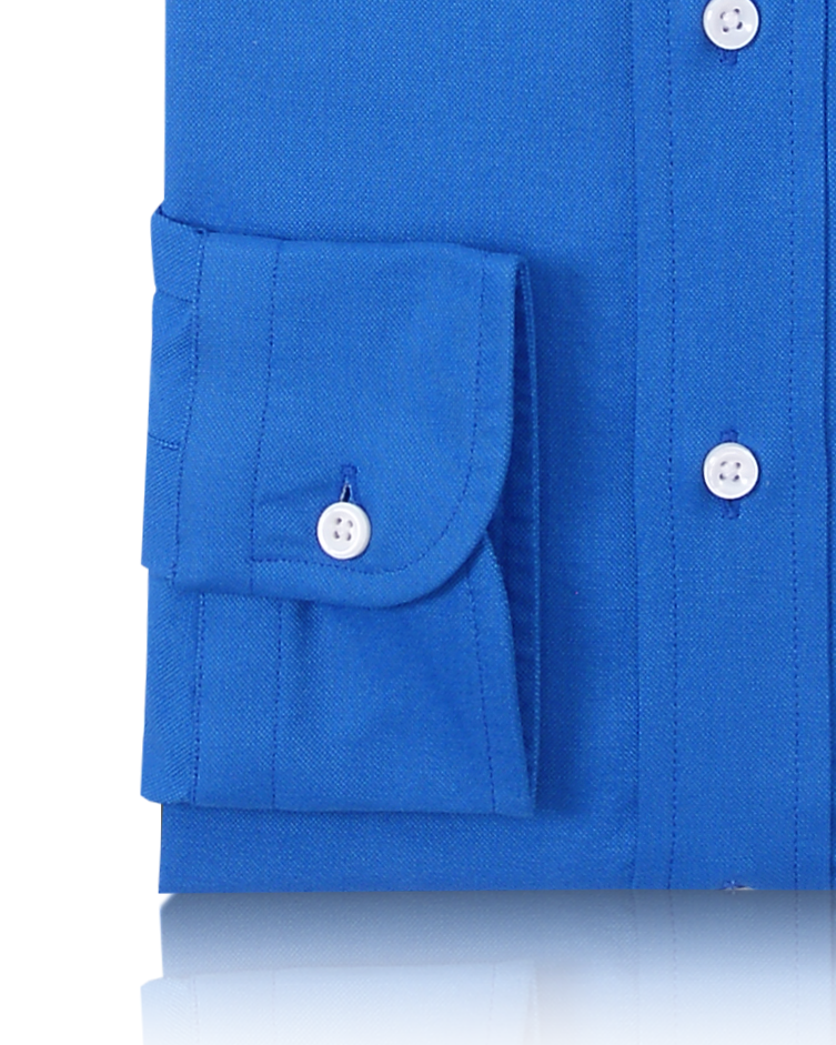 Cuff of the custom oxford shirt for men by Luxire in royal blue