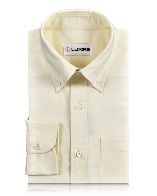 Front of the custom oxford shirt for men by Luxire in pale yellow 2