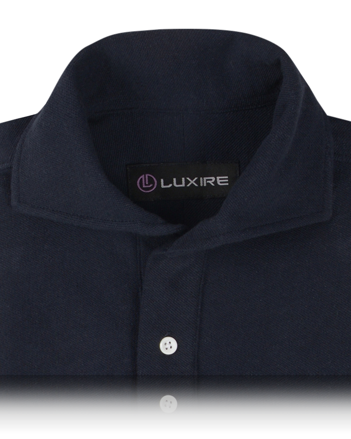 Navy Linen Cotton Polo T-Shirt - 2