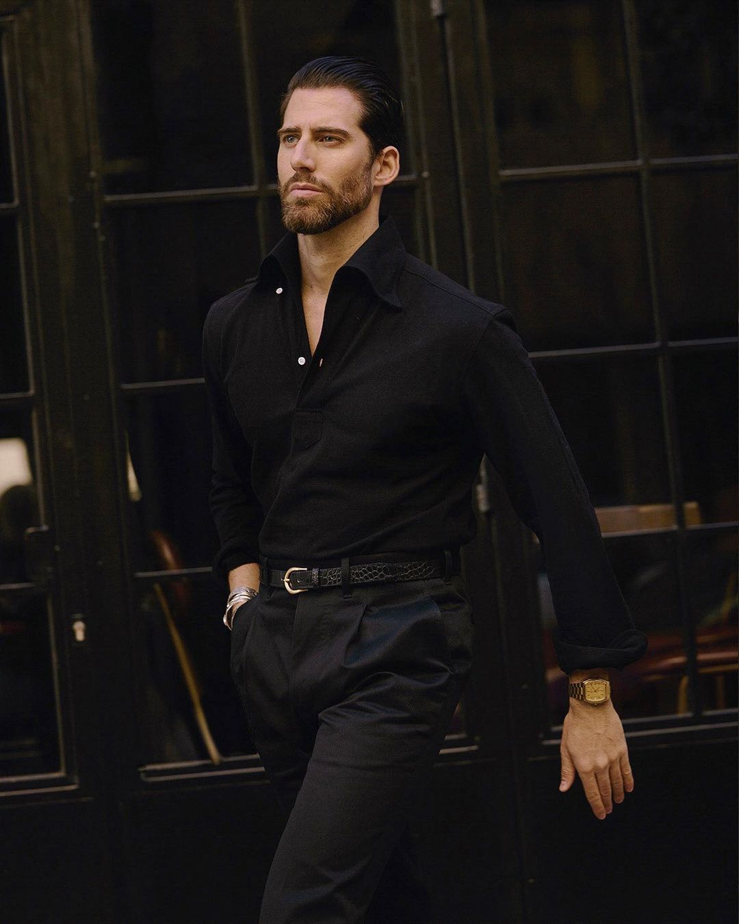 Black Pique Polo T-Shirt - 3