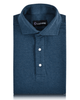 Front of the custom oxford polo shirt for men by Luxire in dark blue grey