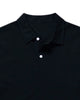 Collar of the custom oxford polo shirt for men by Luxire in dark indigo