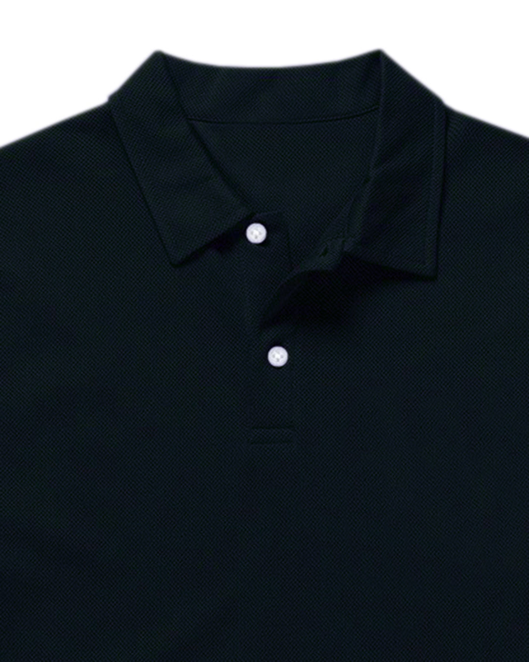Collar of the custom oxford polo shirt for men by Luxire in dark navy