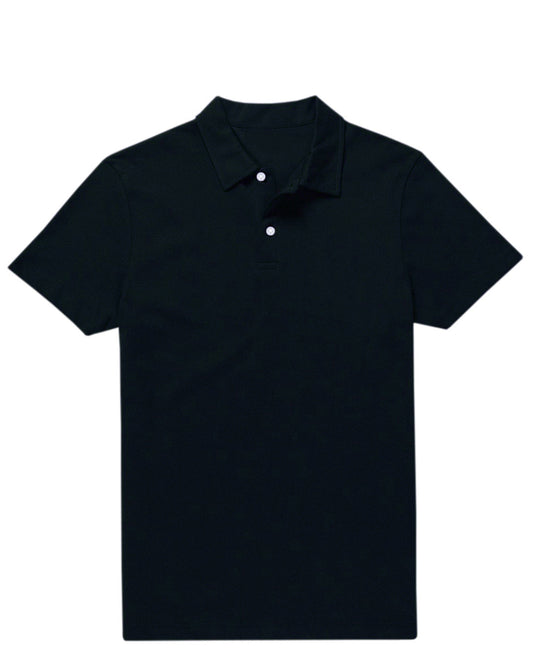 Front of the custom oxford polo shirt for men by Luxire in dark navy