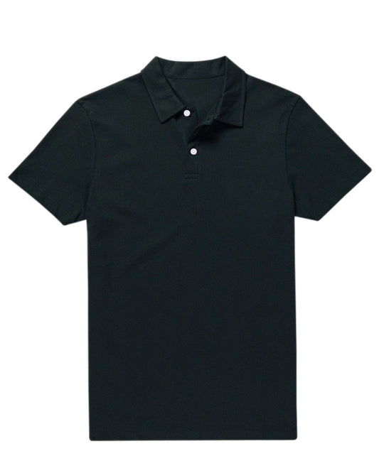 Front of the custom oxford polo shirt for men by Luxire in faded navy