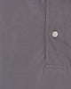 Close up of the custom oxford polo shirt for men by Luxire in flint grey