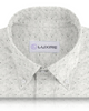 Collar of the custom oxford polo shirt for men by Luxire in speckled light grey