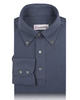 Front of the custom oxford polo shirt for men by Luxire in lead grey