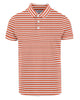 Front of the custom oxford polo shirt for men by Luxire in orange and white stripes