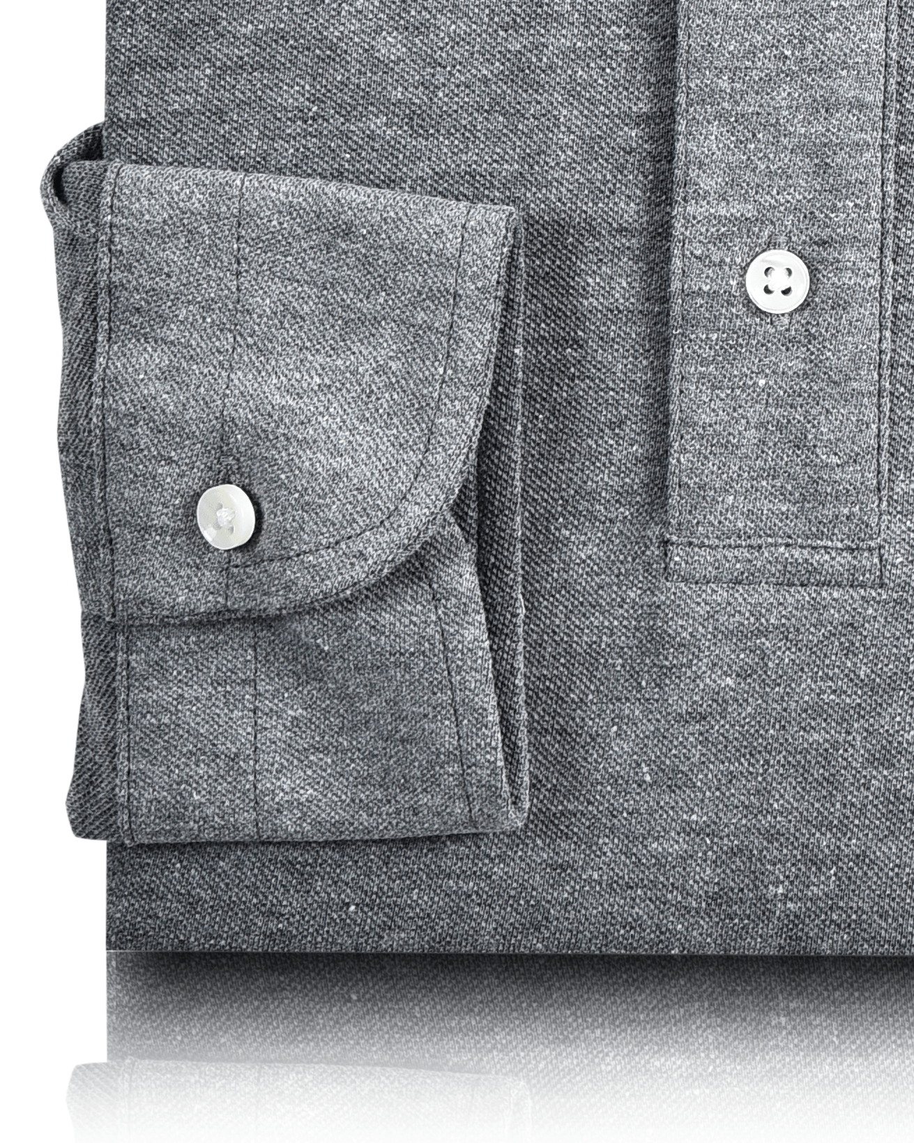 Cuff of the custom oxford polo shirt for men by Luxire in slate grey