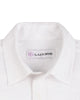 Collar of the custom oxford polo shirt for men by Luxire in white heather