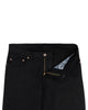 Front open view of stretch jeans for men by Luxire in black