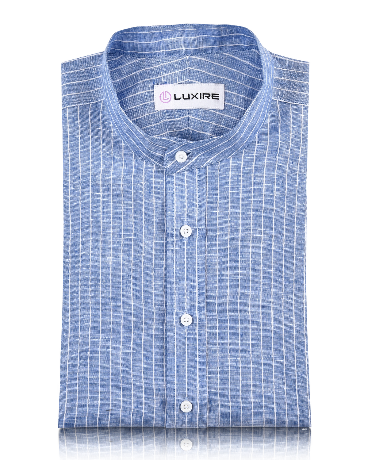 Blue White Chalk Stripes Linen Shirt - 1
