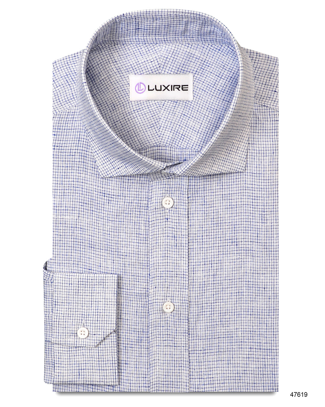 Linen: Business Blue Graph Checks On White - 1