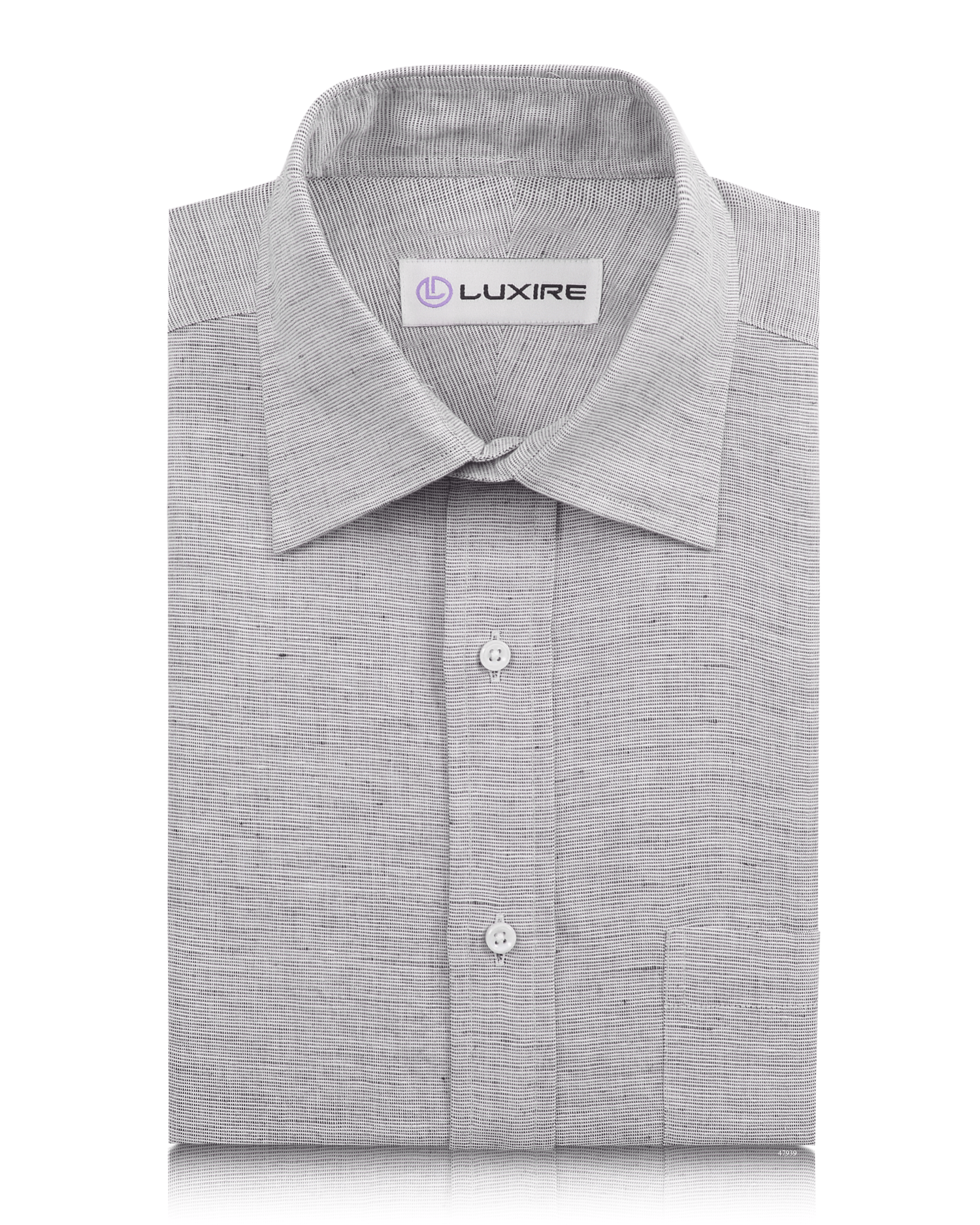 Front of the custom linen shirt for men in black and white chambray by Luxire Clothing