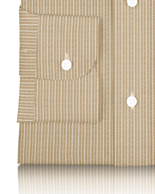 Cotton Linen: White Stripes On Ecru Shirt - 3