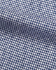 Close up of the custom linen shirt for men in blue and white gingham by Luxire Clothing