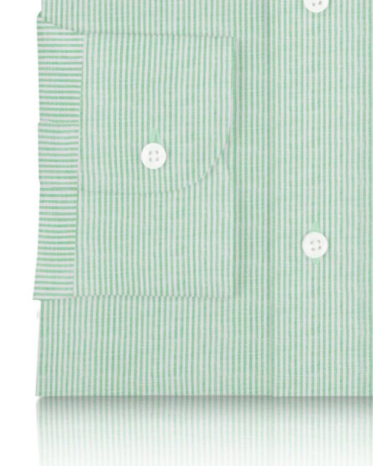 Green Dress Stripes Linen Shirt - 3