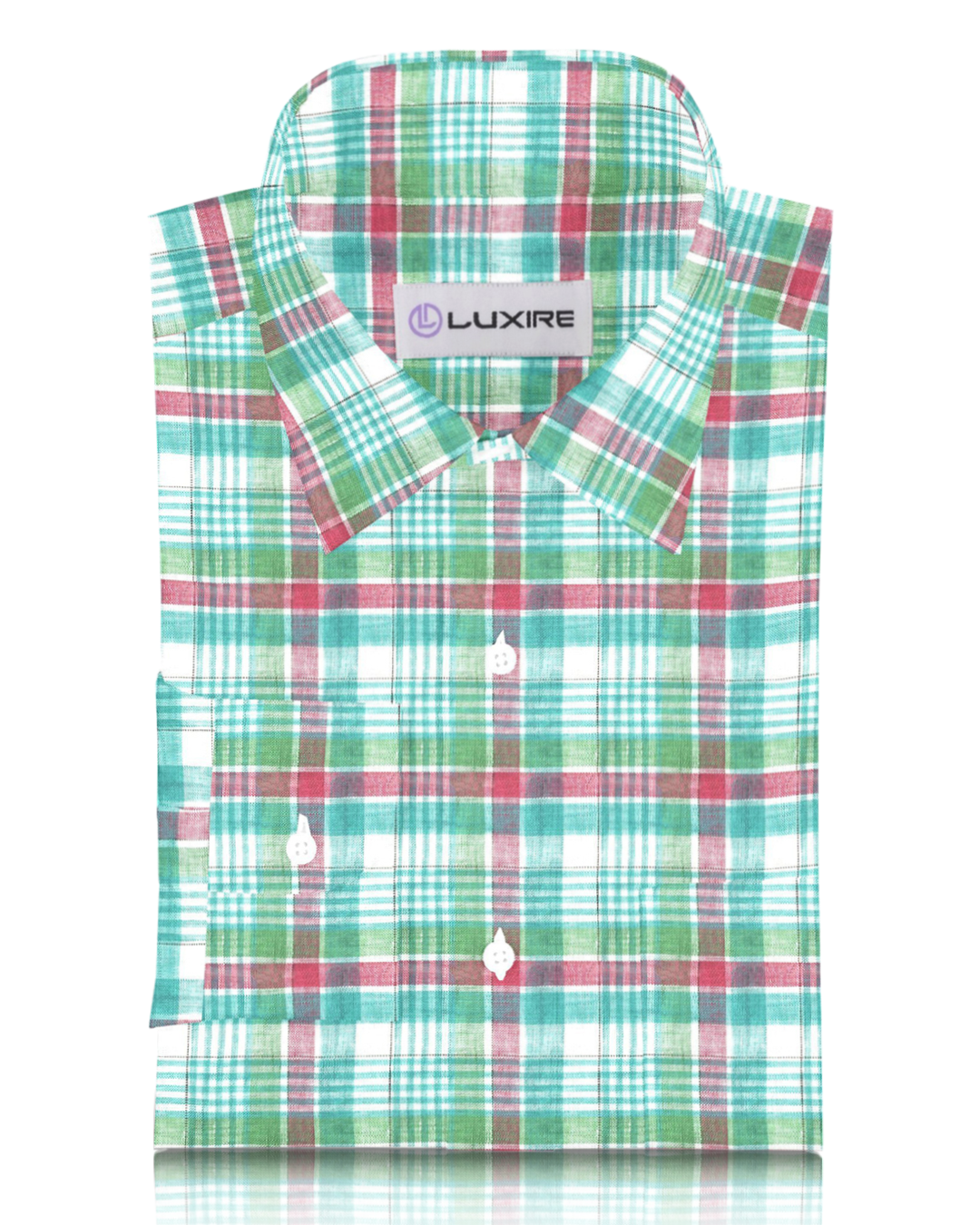 Green Red Madras Linen Shirt - 1