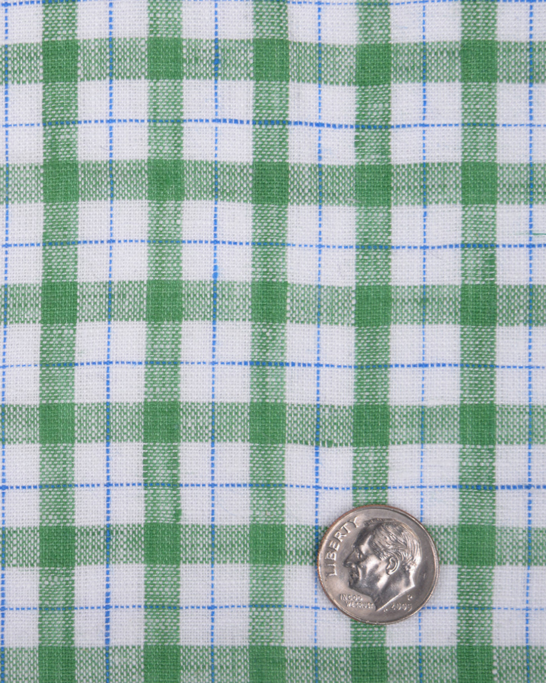 Linen: Green Blue Checks On White - 4