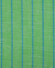 Close up of the custom linen shirt for men in green with blue pencil stripes by Luxire Clothing