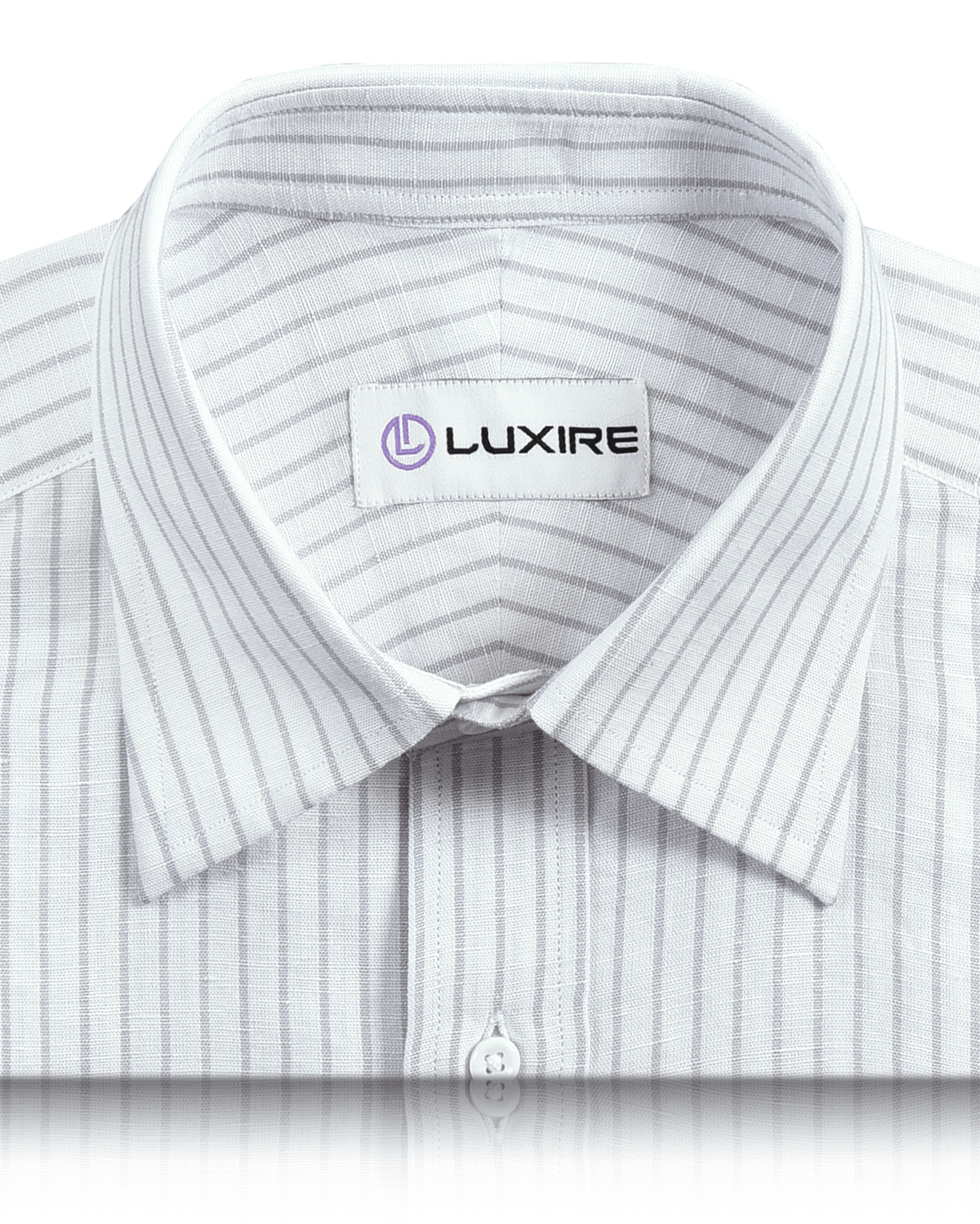 Cotton Linen: Grey Candy Stripes On White Shirt - 2