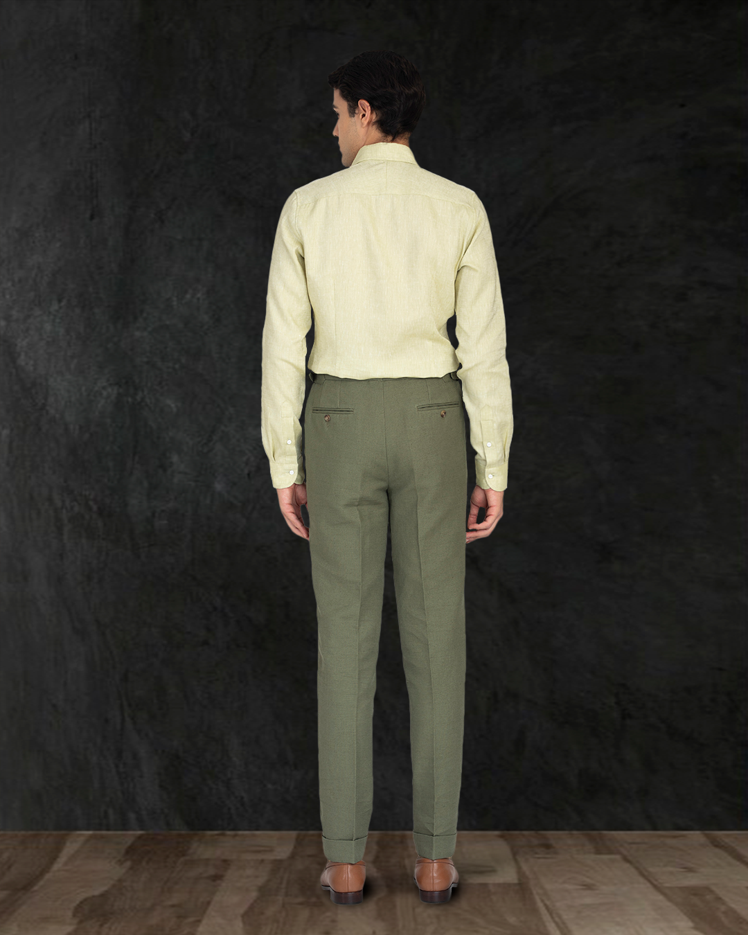 Light Olive Green Slub Linen Shirt - 7