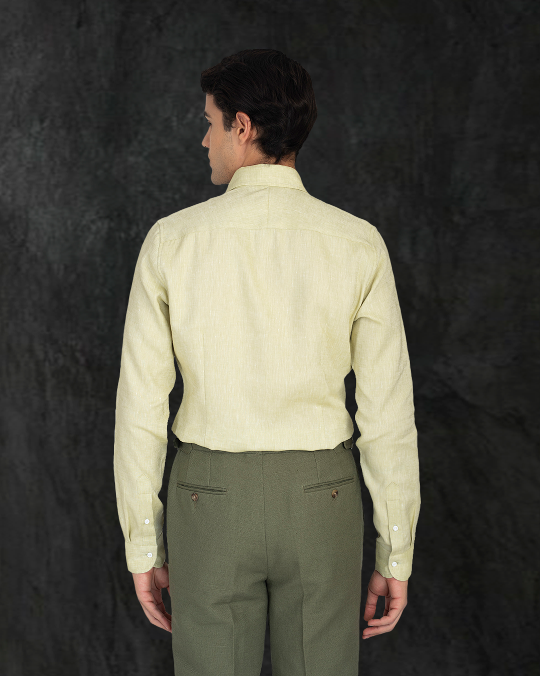 Light Olive Green Slub Linen Shirt - 8