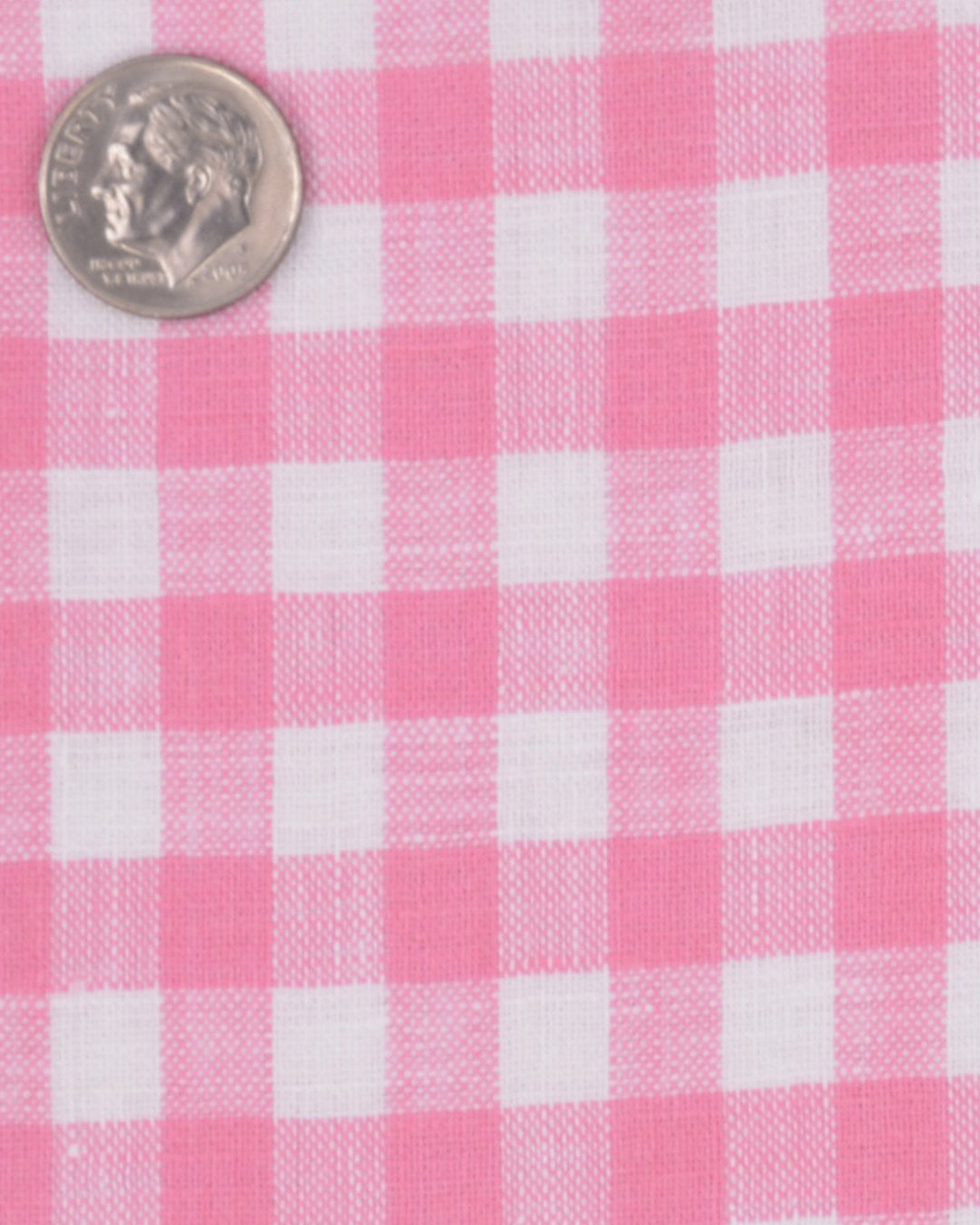 Close up of the custom linen shirt for men in pink gingham by Luxire Clothing