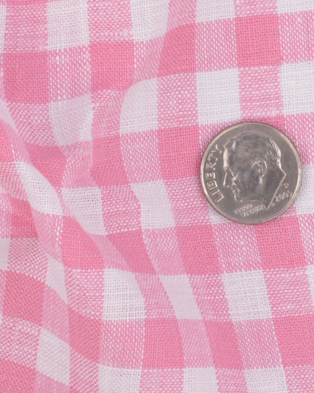 Close up of the custom linen shirt for men in pink gingham by Luxire Clothing 2