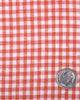 Close up of the custom linen shirt for men in red and white gingham checks by Luxire Clothing