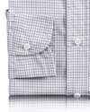 Blue Black Tattersall Checks on White Shirt