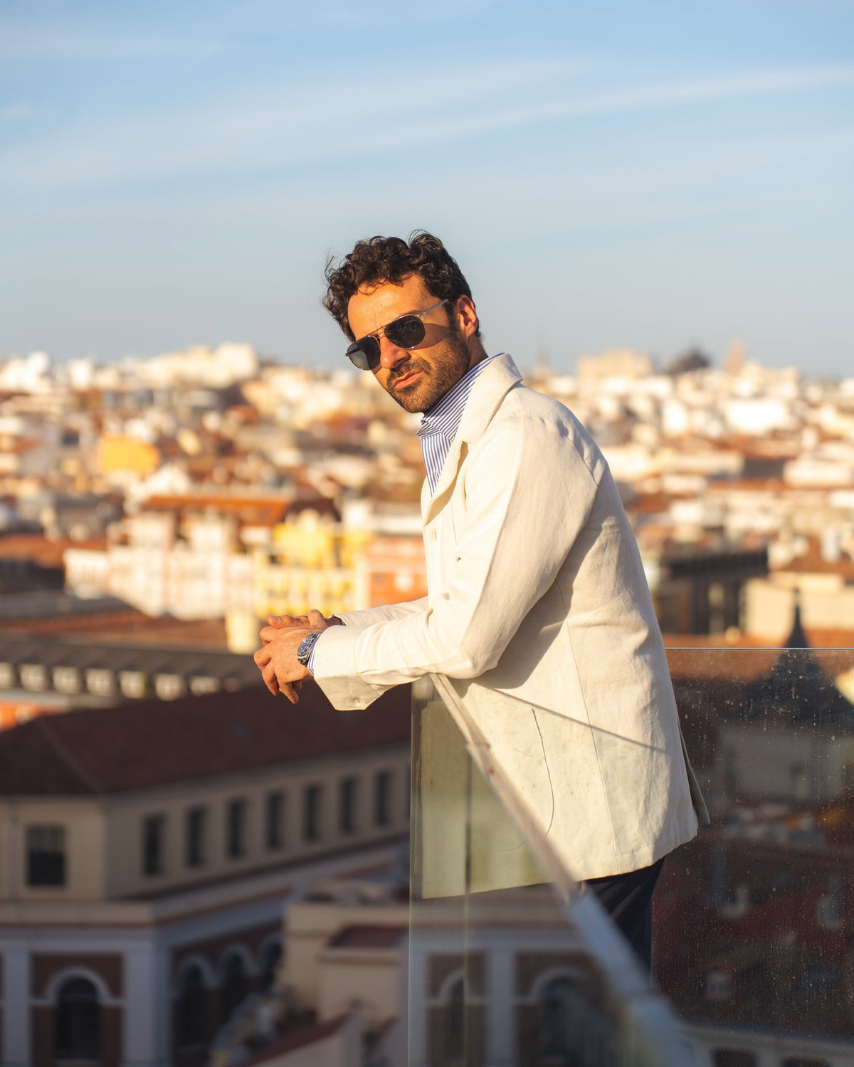 Linen Vintage Cream Birdseye Shirt Jacket - 17