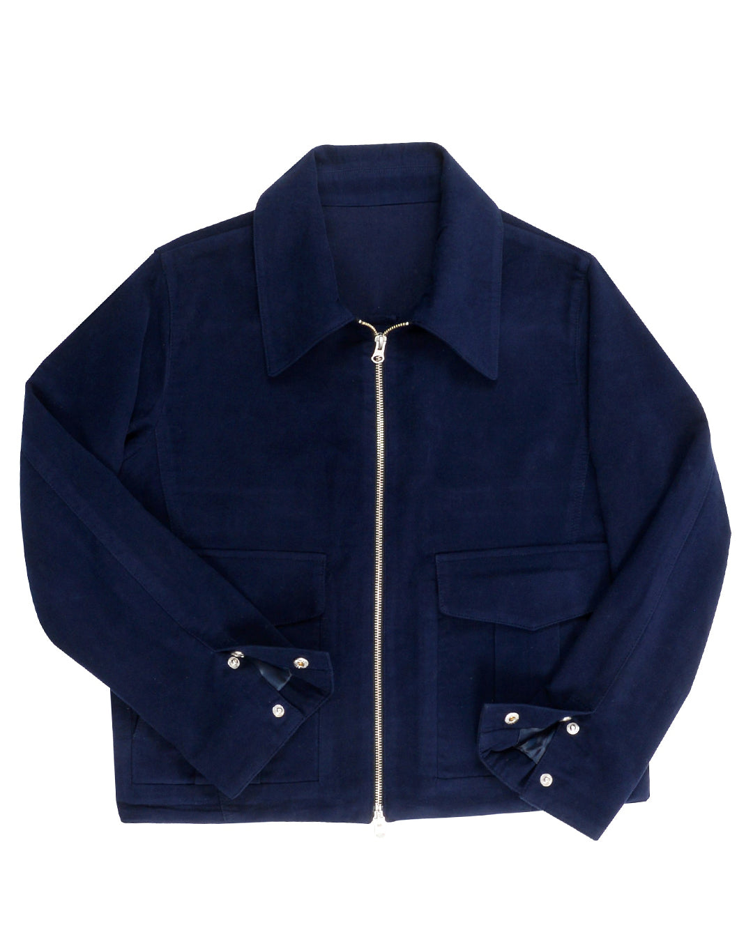 Zegna Dark Blue Cashco Moleskin Shirt Jacket - 2