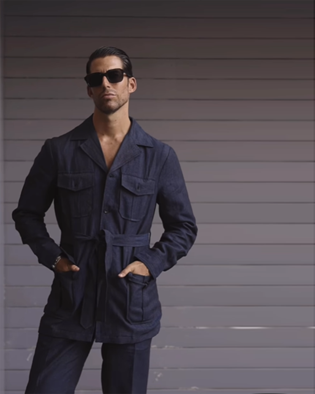 Safari Jacket in Linen Dark Indigo - 11