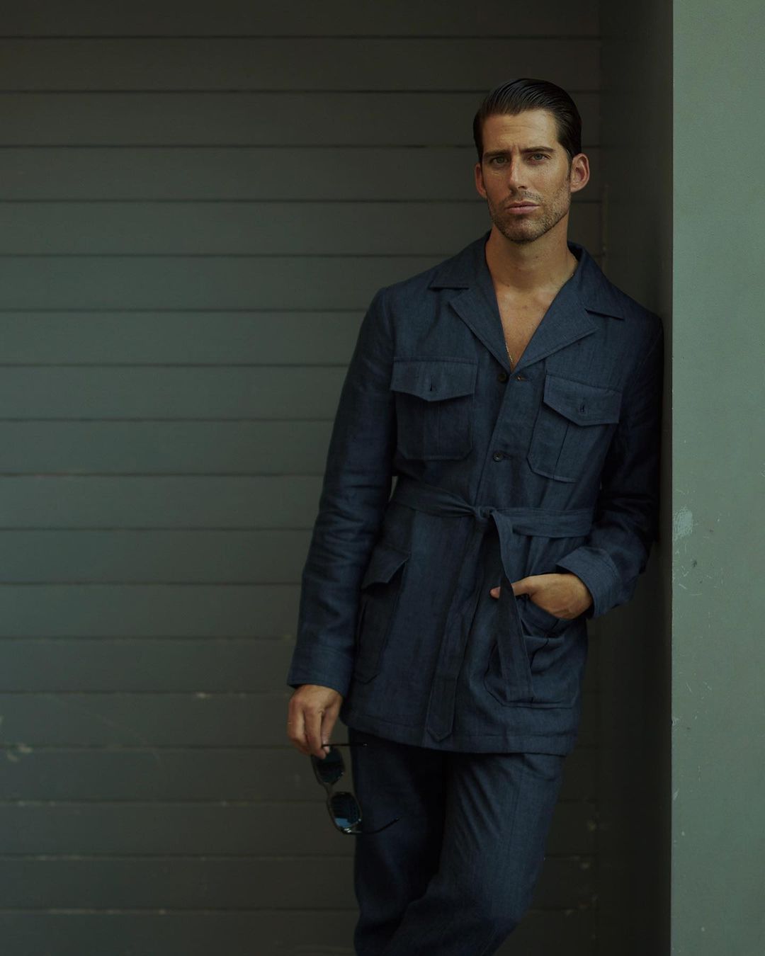 Safari Jacket in Linen Dark Indigo - 6