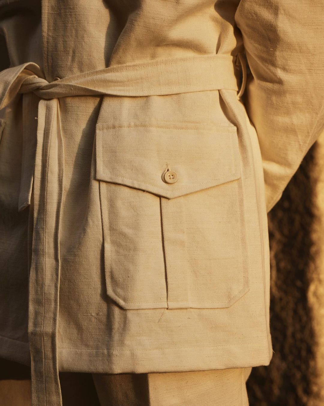 Safari Jacket in Linen Cotton Canvas Off White - 11