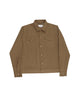 Front of the twill shirt jacket for men by Luxire in khaki