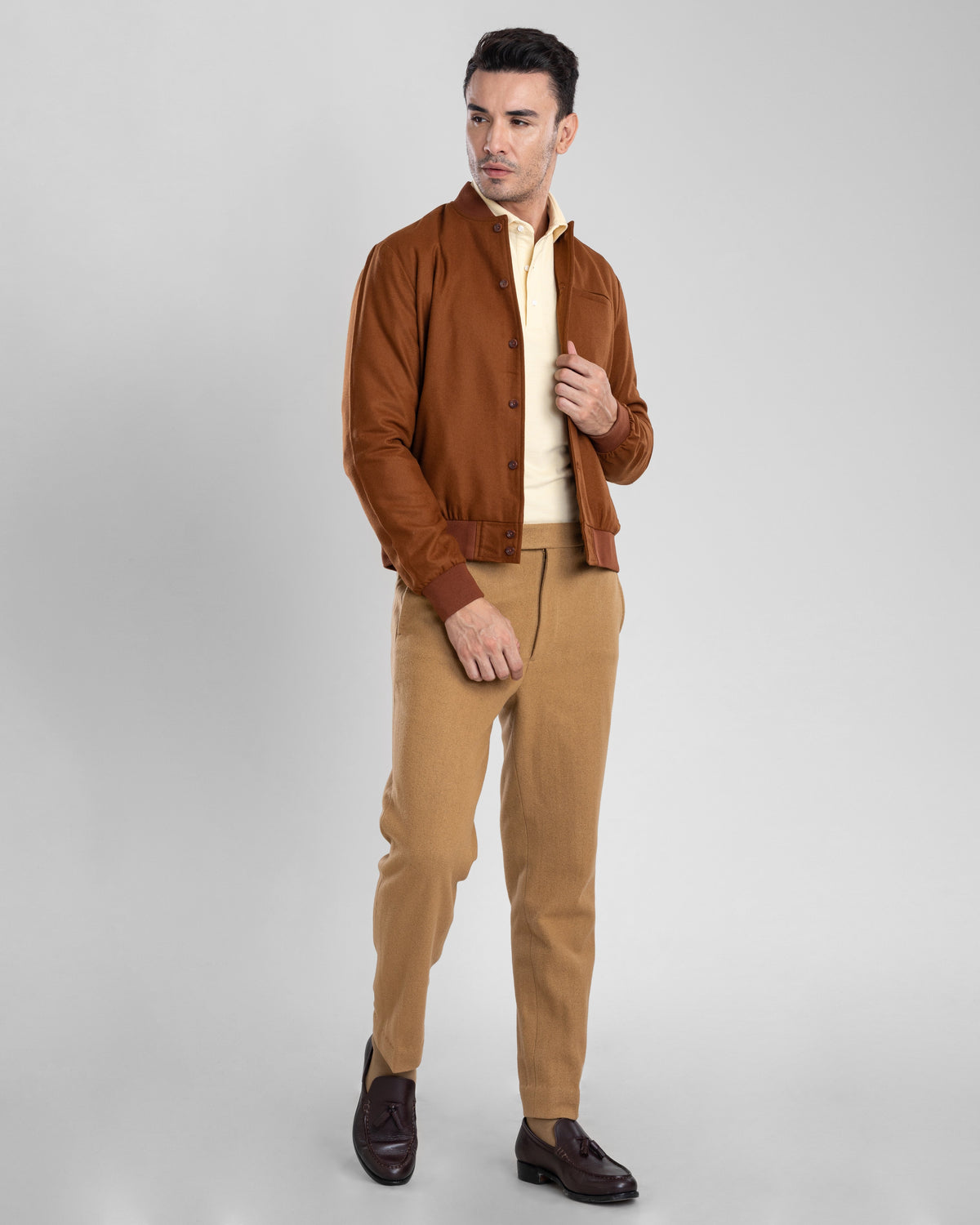 VBC:100% Wool Brown Flannel Shirt Jacket - 2