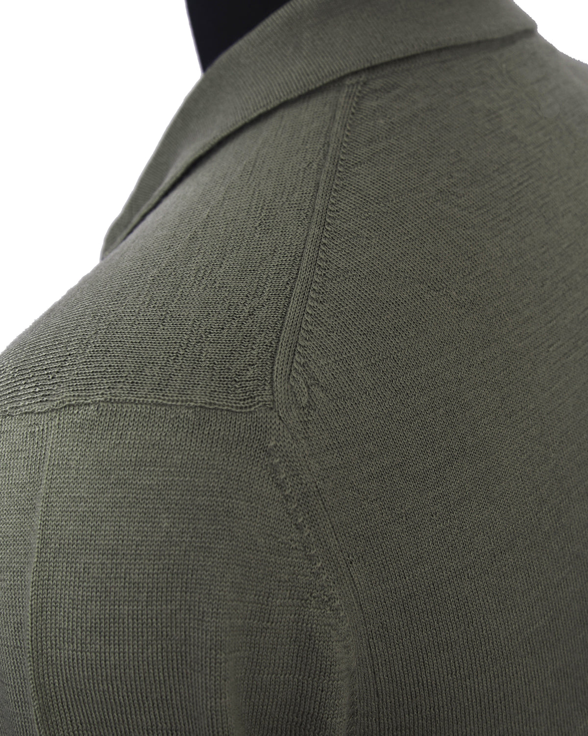 EZS Merino Wool Pale Olive  Long Sleeve Polo - 9