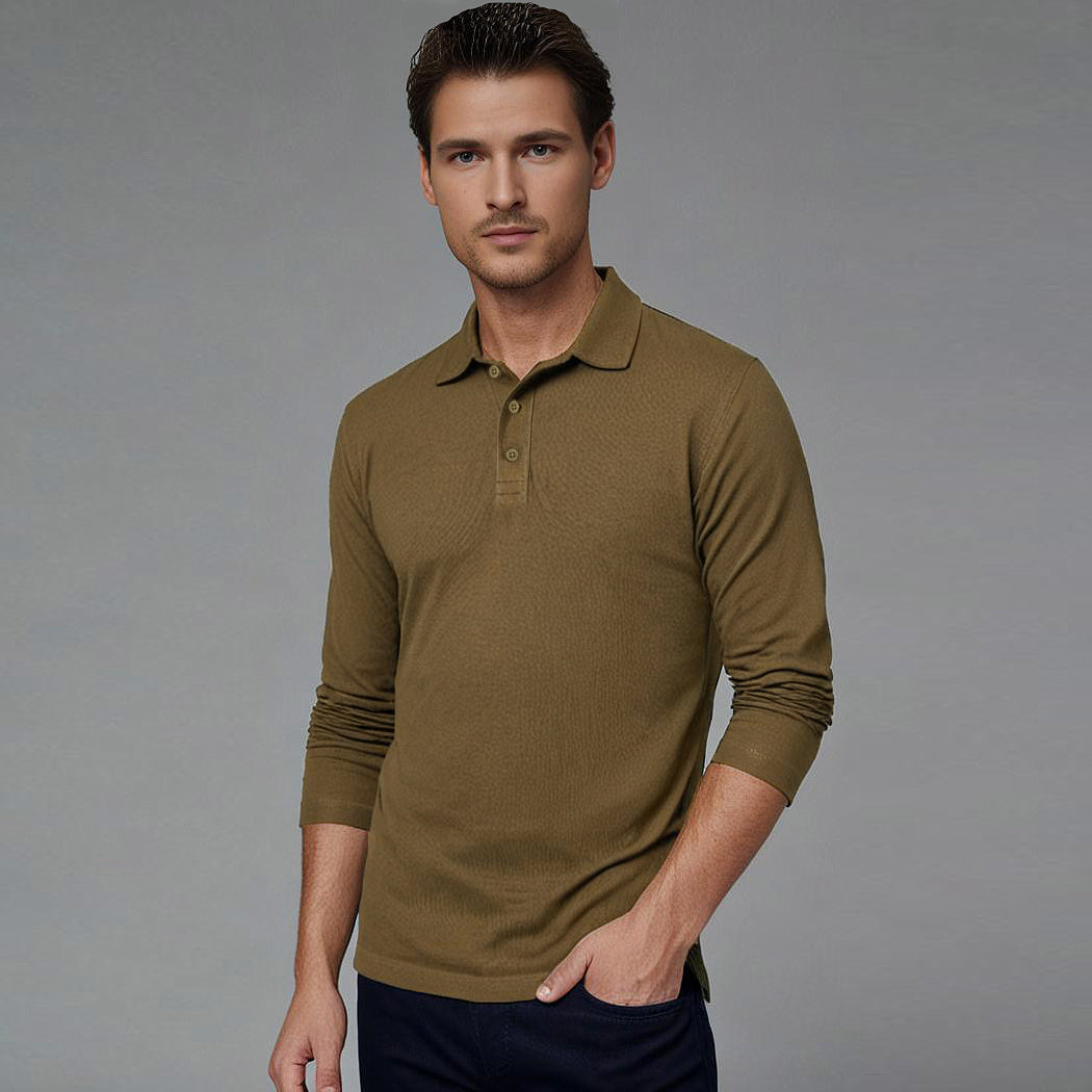 EZS Aria Olive Long Sleeve Polo