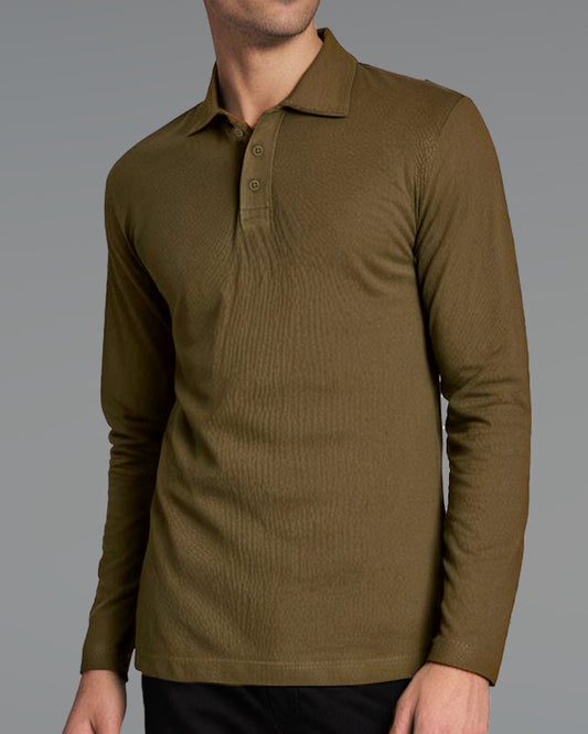 EZS Aria Olive Long Sleeve Polo